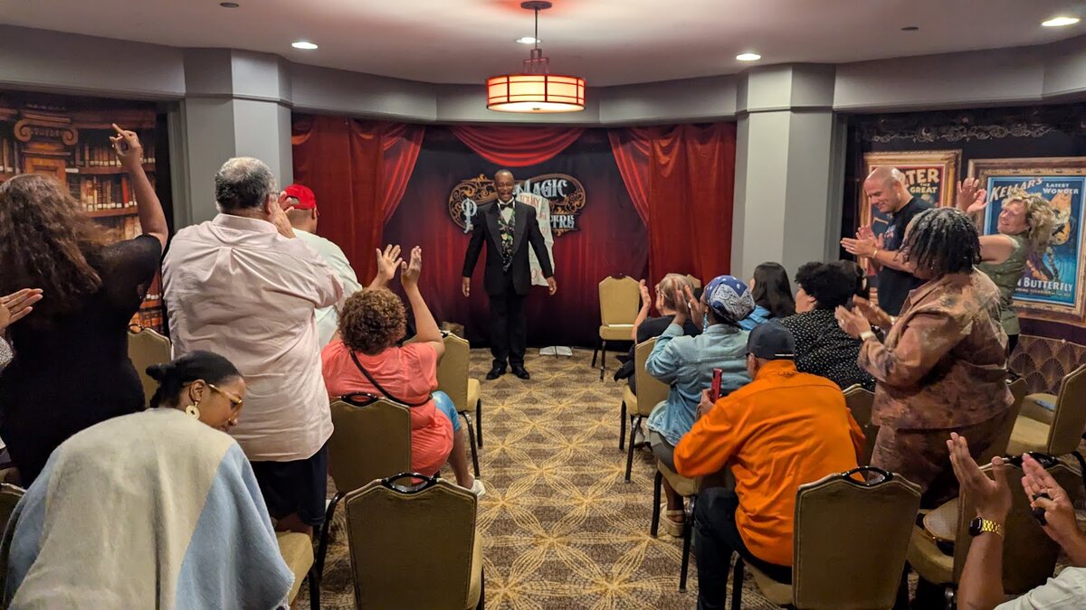 A live performance at Poe's Magic Theatre