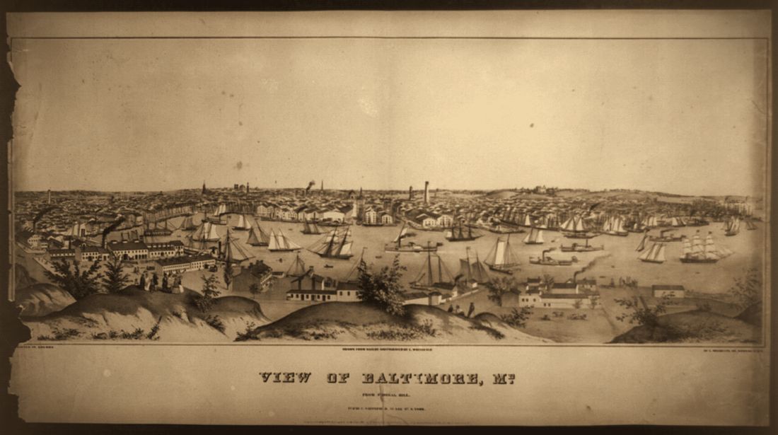 Baltimore seen from Federal Hill in 1847.