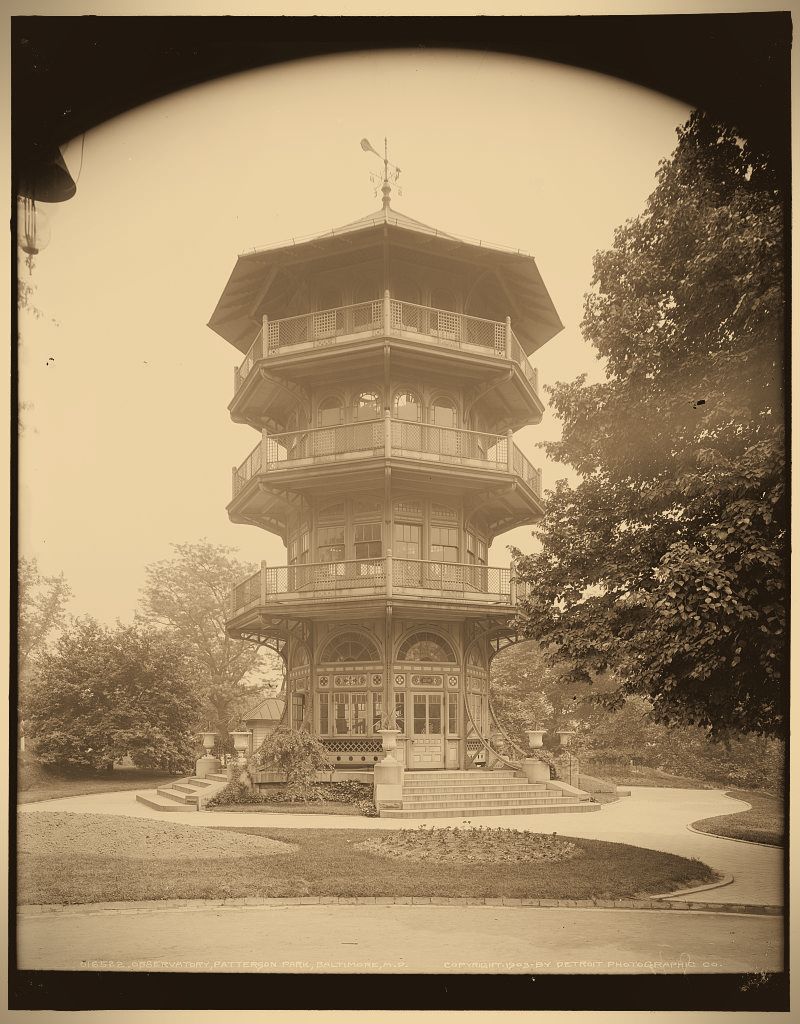 The Patterson Park Observatory, known as the Pagoda, photographed around 1903